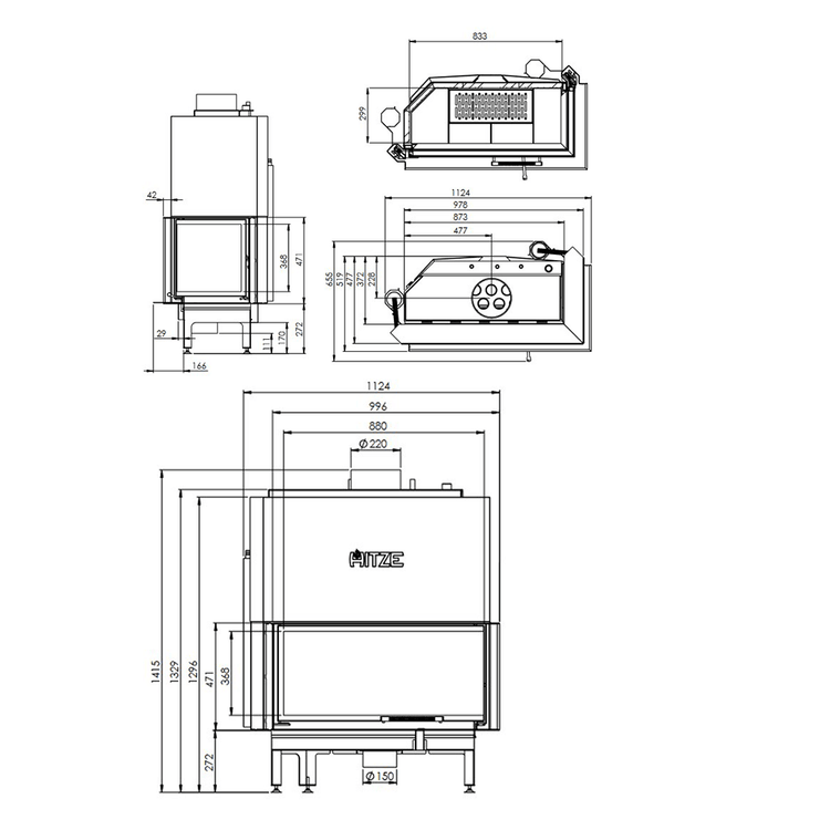 Hitze Albero vattenmantlad braskamin Alaqs