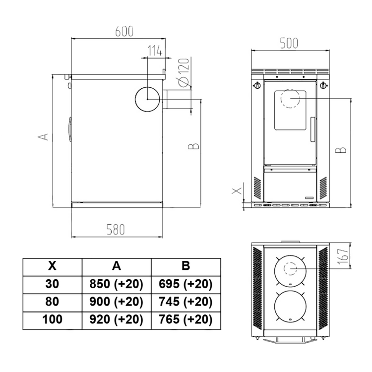 Wamsler vedspis W3-50