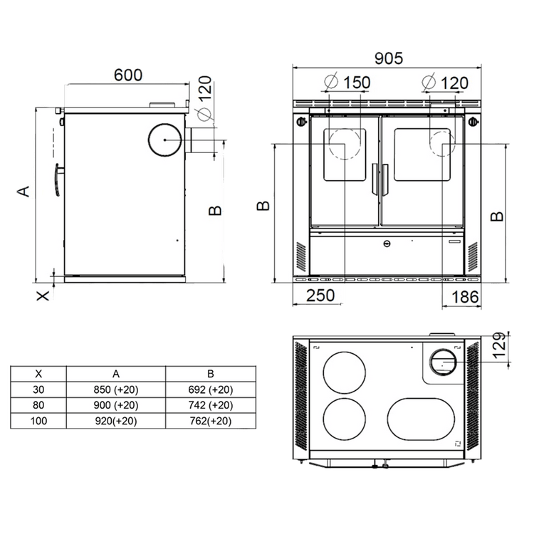 Wamsler vedspis W3-90