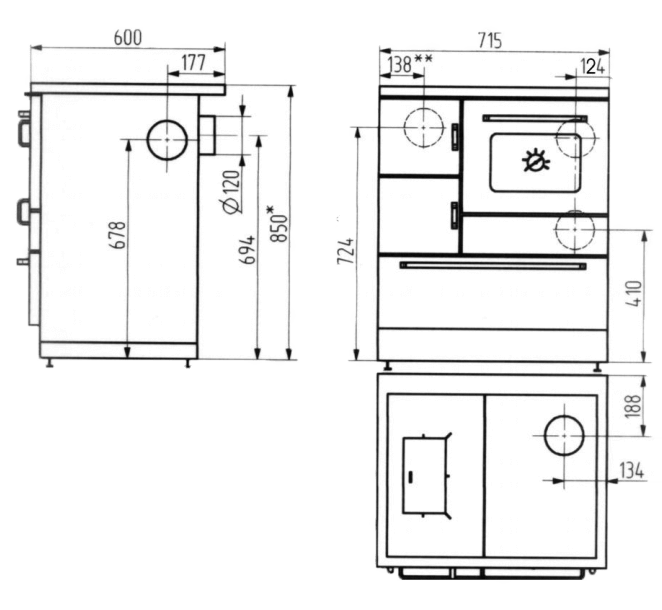Wamsler vedspis K128F