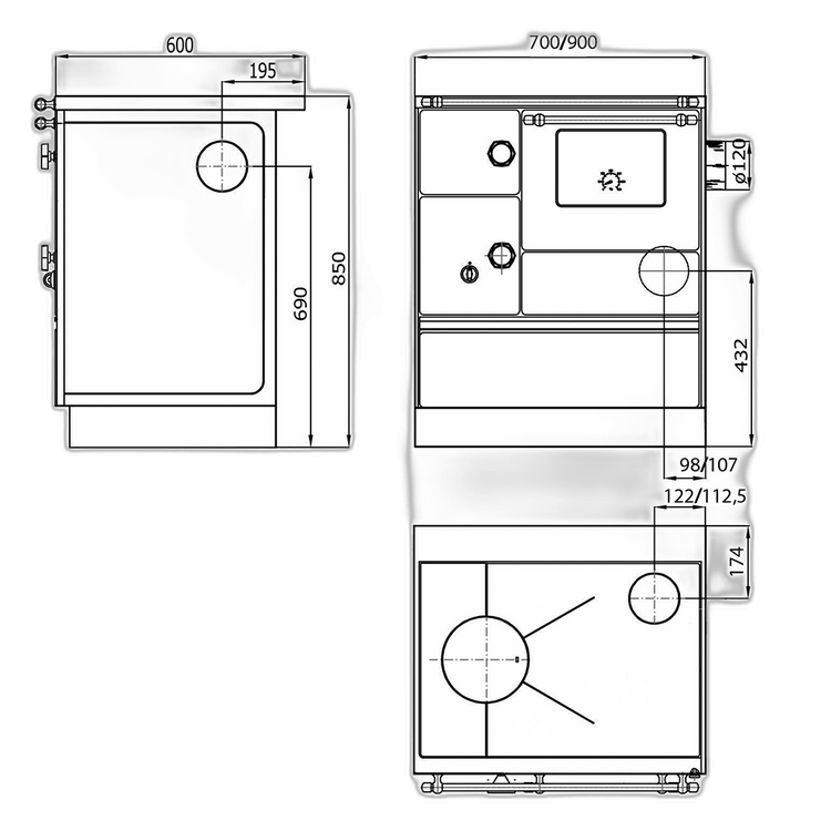 Wamsler Westminster vedspis K176E med glaskeramik