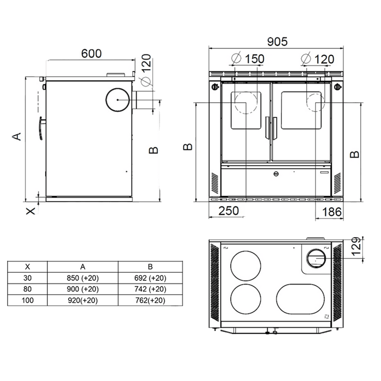 Wamsler vedspis W3-90
